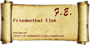 Friedenthal Elek névjegykártya